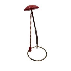 Vintage Pinkish Button Mushroom Hat Stand Spring & Weighted Loop Base